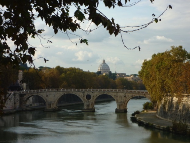 View of St. Peters from Tiber bridge.